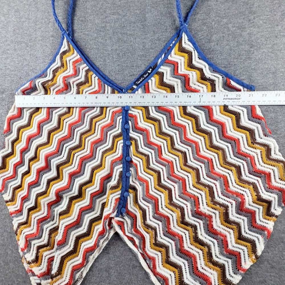 Double Zero Crochet Knit Tank Top Sz. M. Chevron Pattern Button Front Multicolor - Picture 6 of 9